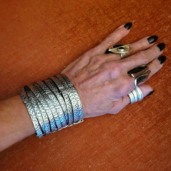 Silver Cuff Bracelet Statement Jewelry NWOT - Picture 3 of 4
